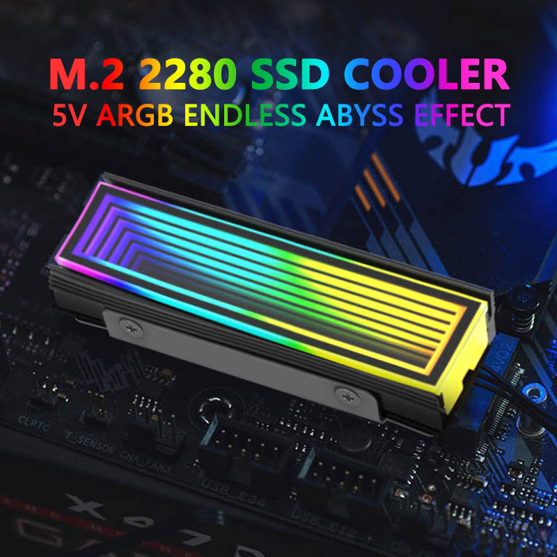 M2 Heatsink Cooler - ヒートシンクrgbnvme,ヒートシンク,5v,argb sync,2280 ssd,ヒーターピース,エンドレス効果