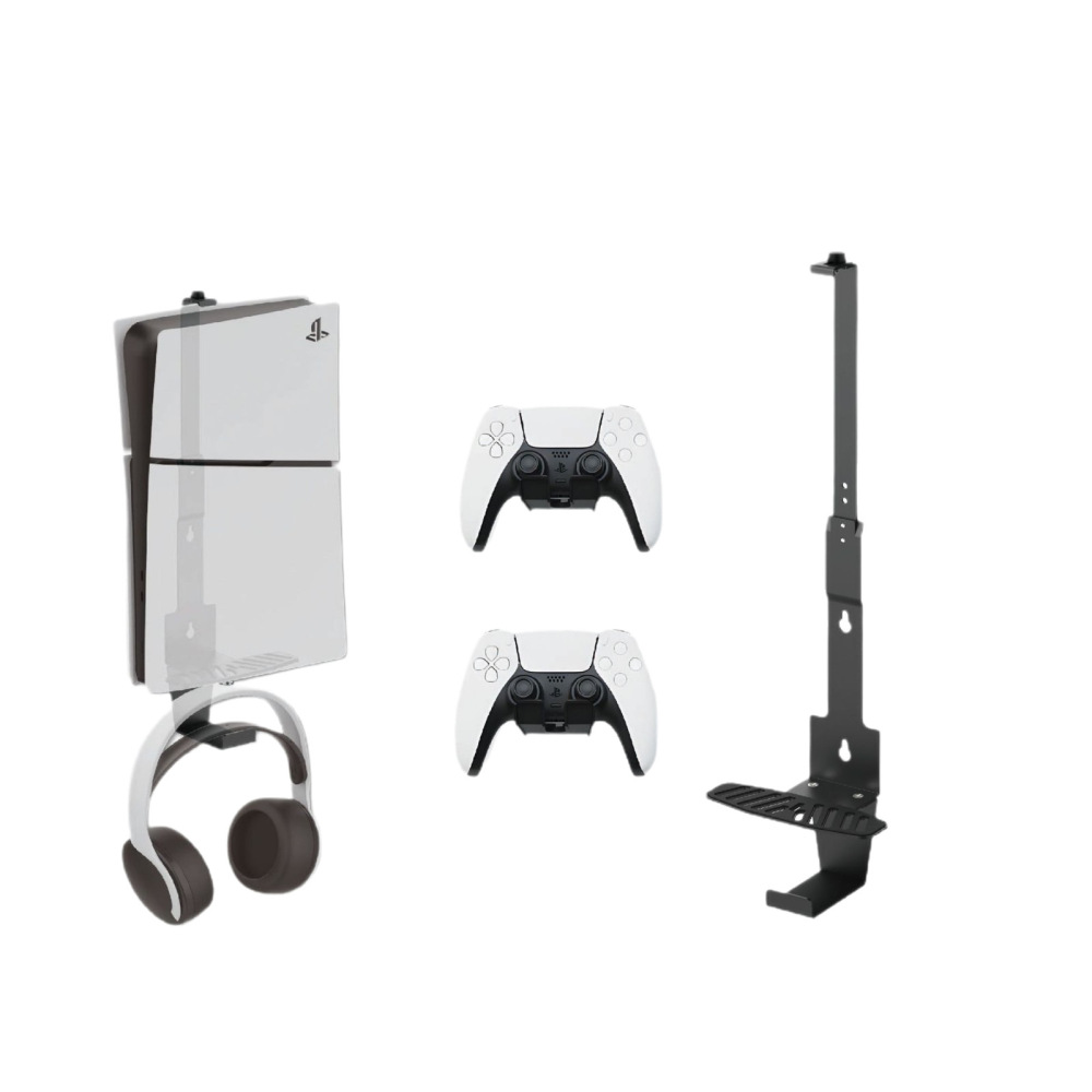 Gaming Accessories Wall Mount - PS5スリムプロコンソール用壁掛けスタンド 高耐久スチール製収納ホルダーラック 省スペース ゲーミングルームアクセサリー