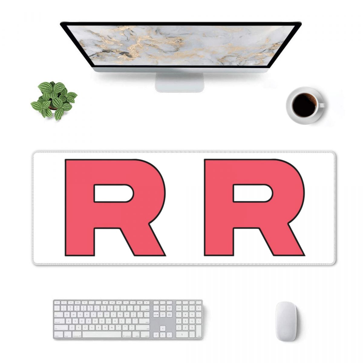 Gaming Accessories Logo - 大型マウスパッド Rの文字 ロケット団ロゴ ゲーマー向け PC ノートパソコンマット