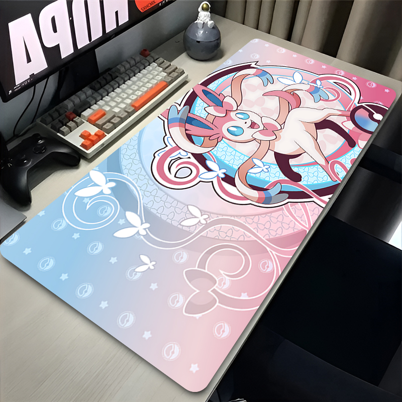 Gaming Accessories Keyboards - 大型ピンクかわいいマウスパッド XXL ゲームコンピュータアクセサリー P-ポケモン シルベオン キーボード