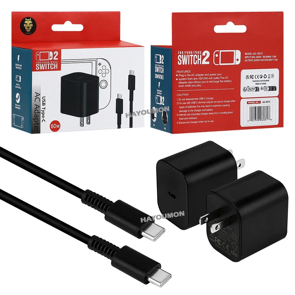 Switch 2用ACアダプター 急速充電器 60W Typ - Gaming Accessories Wall Mount のレビューと価格